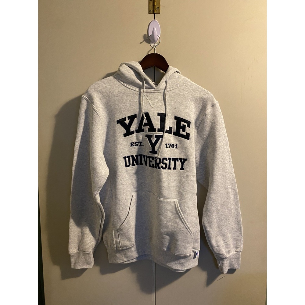 Russell Athletic Hoodie Mens Medium Grey Good Vintage Y2K Yale University